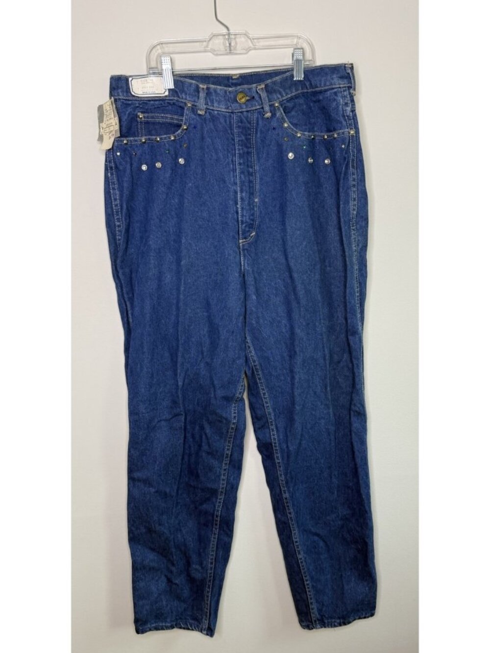 Deadstock Vintage 80s Jeans Embellished Grommet Tapered Streetwear USA